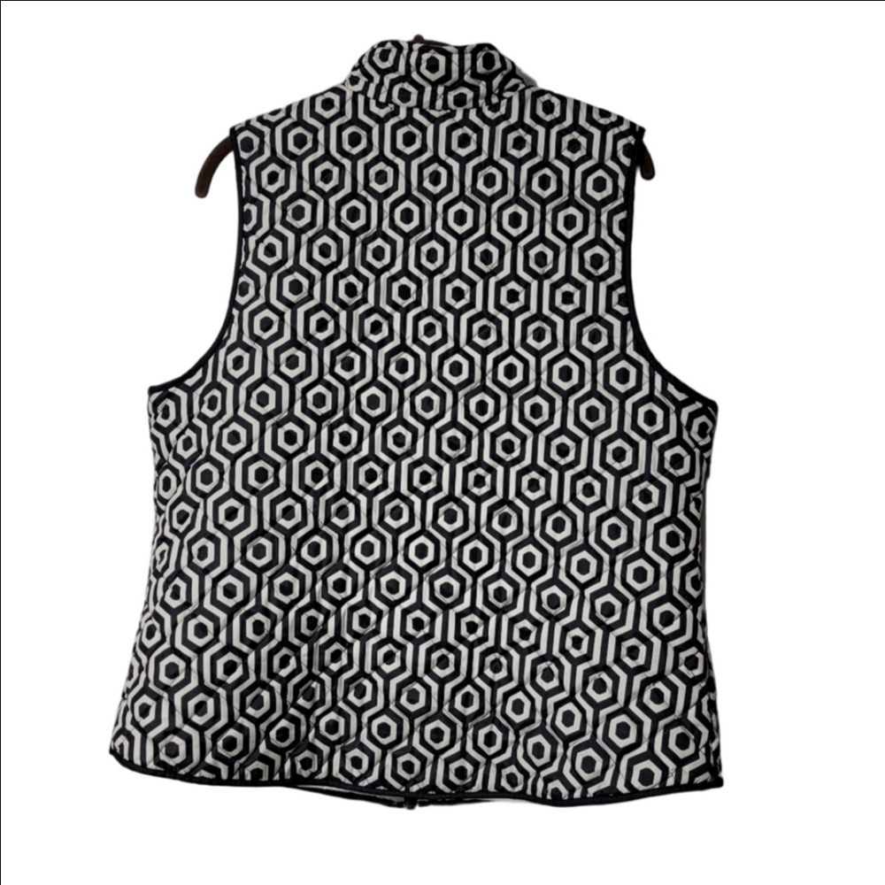 C.WONDER Quilted Vest, Cream And Black Hex Pattern In Size Large, EUC - Picture 2 of 8
